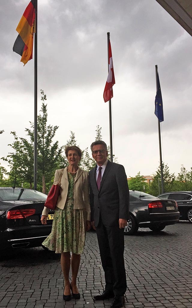 Bundesrätin Simonetta Sommaruga mit dem deutschen Bundesminister des Innern, Thomas de Maizière