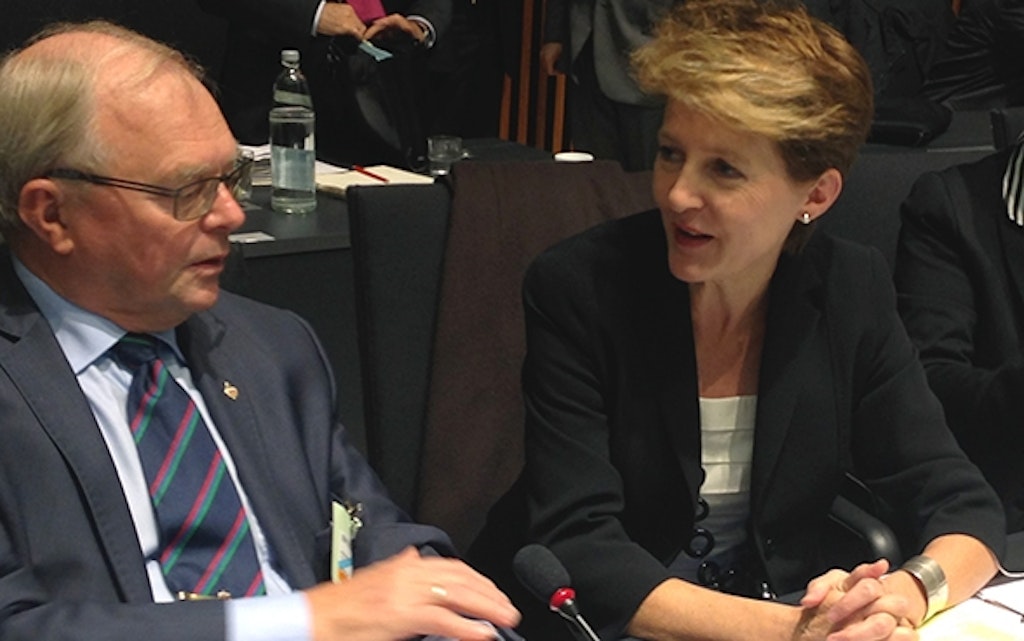 La conseillère fédérale Simonetta Sommaruga à la réunion des ministres de la justice et des affaires intérieures