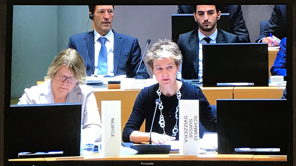 La conseillère fédérale Simonetta Sommaruga à la réunion du Conseil Justice et affaires intérieures de l’UE, à Bruxelles
