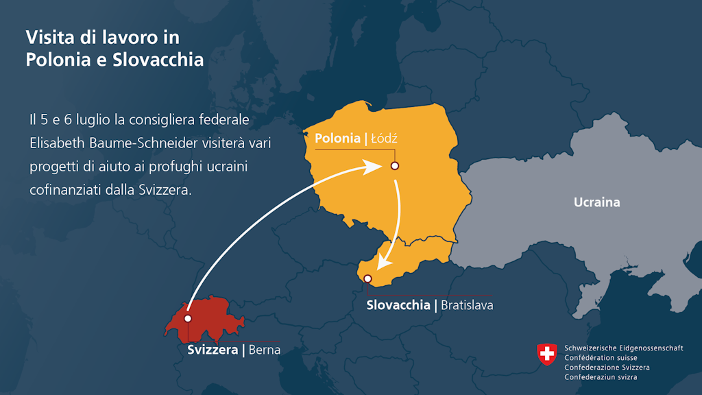 Il 5 e 6 luglio la consigliera federale Elisabeth Baume-Schneider visiterà vari progetti di aiuto profughi ucraini cofinanzati dalla Svizzera